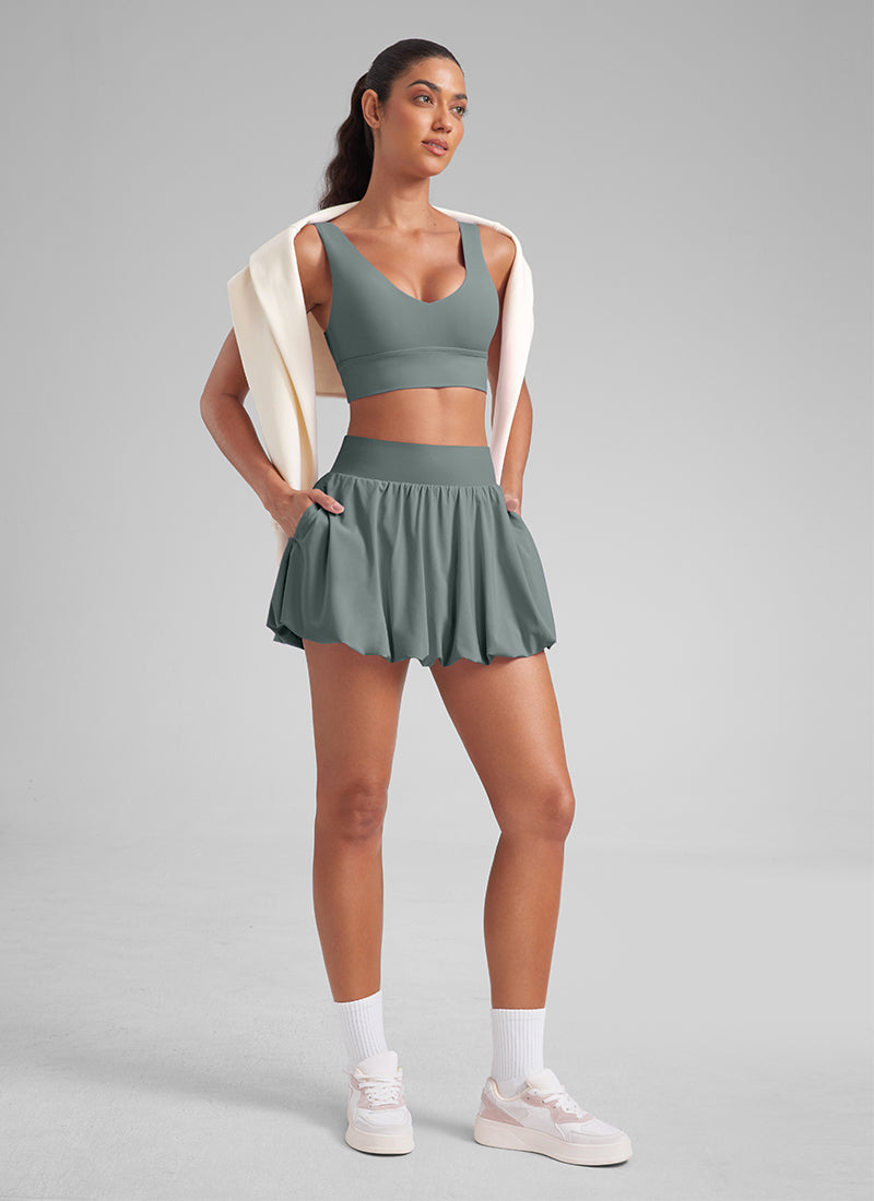 Feathery-Fit Soft Bubble Hem Balloon Ruffle Skort - Image 23
