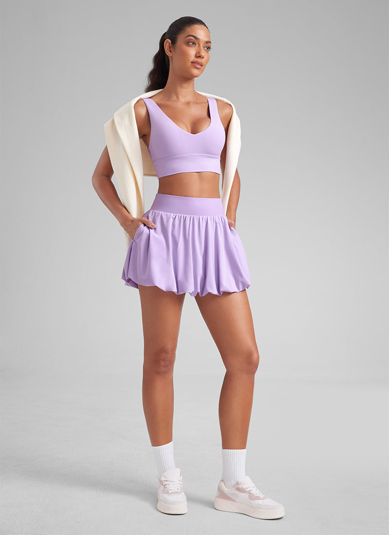 Feathery-Fit Soft Bubble Hem Balloon Ruffle Skort - Image 29